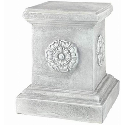 Design Toscano Rosone Inglese Piedistallo scultoreo da Giardino, poliresina, Pietra Antica, Grande 33 cm