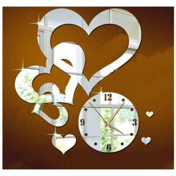 Adesivi murali specchio moda orologio cuore e cuore orologio da parete adesivi murali in acrilico nuovi adesivi murali Oro características