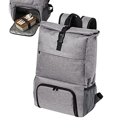 Zaino con scomparto frigo grigio – borsa frigo zaino da picnic, borsa termica da 30 l pieghevole – borsa per il pranzo con funzione di raffreddamento,