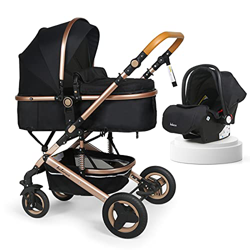 Trio Set Passeggino 3 in 1, Passeggini Pieghevoli Passeggino Leggero Compatto per Bambini da 0 Mesi fino a 3 Anni, Ovetto, Ampia Cappottina, Maniglion precio