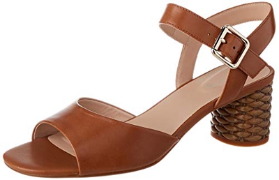 Geox D Ortensia Mid Sandalo Punta Aperta Donna, Marrone (Cognac C6001), 37 EU