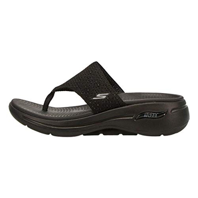 Skechers Go Walk Arch Fit Knit 3 Point Sandal Black 9 B (M)