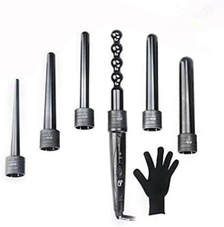 OFKPO 6 in 1 Intercambiabili Arricciacapelli Bigodino Arricciatura dei Capelli Curling - Ceramica con Ferri di Diverso Diametro di (Nero) características