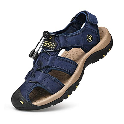 Sandali Sportivi Scarpe Estivi da Spiaggia per Uomo all'aperto Trekking Traspirante da Pescatore in Pelle Sandalo Acqua