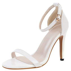 SUCREVEN Sandali da Donna Eleganti Tacco A Spillo Sandali con Cinturino alla Caviglia Tacco Alto Sandali Punta Aperta Vestito Sandali Bianco Numero 32 en oferta