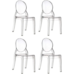 Polychair - 4 x Sedia moderna elegante shabby chic sedie in policarbonato trasparente en oferta
