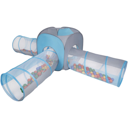 Selonis Area Di Gioco 3In1 Tenda E Tunnel Con 100 Palline Colorate 6 Cm Per Bambini, Grigio-Blu:Giallo/Verde/Blu/Rosso/Arancione características