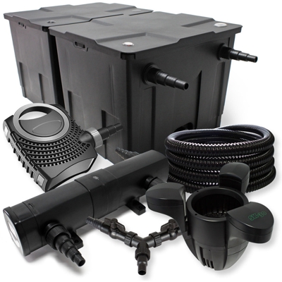 Set SunSun filtro per stagni a 60000l 18W Depuratore 70W Pompa 25m Tubo Skimmer SK30