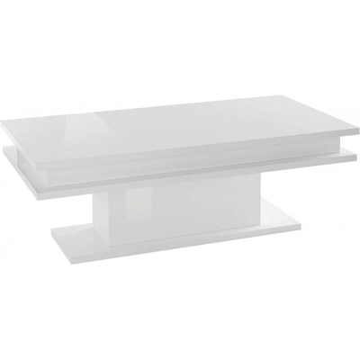Tavolino da Caffè, Made in Italy, Tavolo da salotto, cm 100x55h42, colore Bianco lucido - Dmora