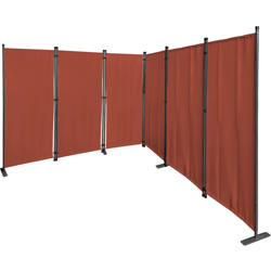 Paravento da Giardino 340 x 165 cm 6 parti pieghevole Divisorio in Tessuto Protezione della Privacy Rosso-Arancio en oferta