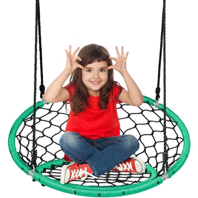 Altalena a Nido per Bambini, con Corde Regolabili e Struttura Durevole in Acciaio, Ideale per Cortile Parco Giardino, ?90 cm (Verde)