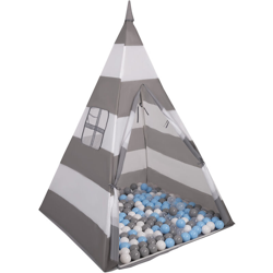 Selonis Tenda Indiana Tipi Gioco Per Bambini Con 100 Palline Colorate, Righe Grigio-Bianco:Grigio/Bianco/Trasp/Azzurro - righe en oferta