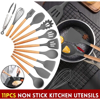11 pezzi di utensili da cucina in silicone antiaderente per pentole con spatola da cucina