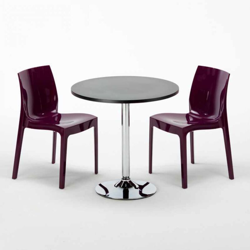 Tavolino Rotondo Nero 70x70 cm con 2 Sedie Colorate Ice Cosmopolitan | Viola características
