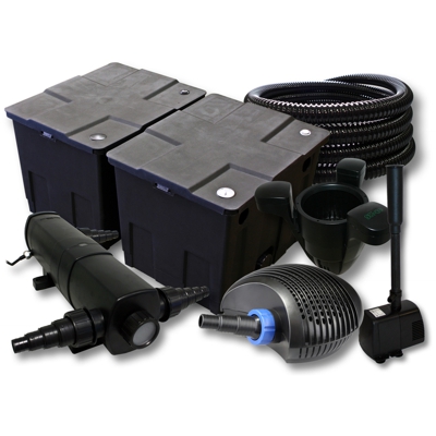 Set SunSun filtro per stagni a 60000l 18W Depuratore 40W ECO Pompa 25m Tubo Skimmer Fontana