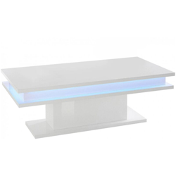 Tavolino da Caffè, Made in Italy, Tavolo da salotto, cm 100x55h42, colore Bianco lucido, con luce LED - Dmora características