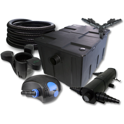 SunSun Set per il filtro 60000l 18W Depuratore per stagni 100W Pompa 25m Tubo Skimmer SK30 en oferta