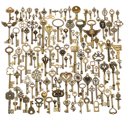 130pcs antico vintage vecchio aspetto ornato scheletro chiavi baldric lotto ciondolo cuore fantasia precio