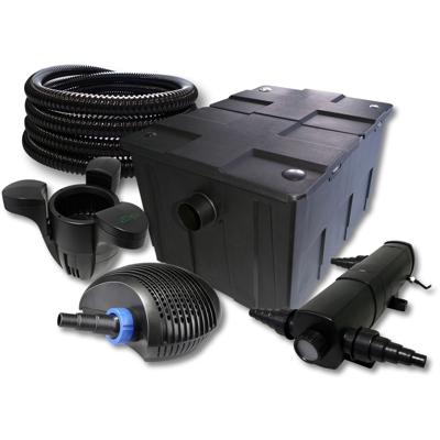 SunSun Set per il filtro 60000l 18W Depuratore per stagni 40W Pompa 25m Tubo Skimmer SK30