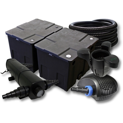 Set SunSun filtro per stagni a 60000l 18W Depuratore 40W ECO Pompa 25m Tubo Skimmer SK30