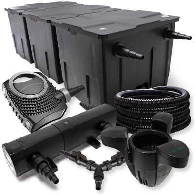 Set SunSun per filtro per stagni fino a 90.000l 18W Depuratore 70W Pompa 25m Tubo Skimmer SK30