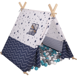 Selonis Tenda Gioco Per Bambini Classica Con 400 Palline Colorate Tipi, Blu Scuro Stelle:Grigio/Bianco/Turchese - blu scuro precio
