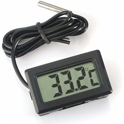 Termometro digitale LCD con sonda impermeabile esterna per frigorifero/congelatore-acquario, temperatura dell'acqua dell'acquario - nero, 4,8 × 2,8 ×