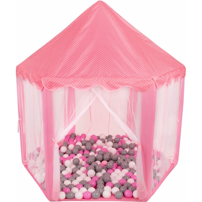 Selonis Tenda Principessa Casstello Pop-Up Con 400 Palline 6Cm Per Bambini, Rosa: Grigio/Bianco/Rosa - Rosa: Grigio/Bianco/Rosa