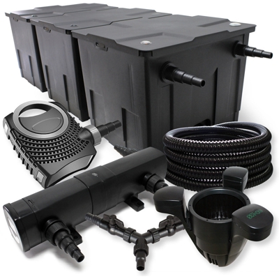 SunSun Set per stagni 90000l 18W depuratore per stagni NEO10000 80W pompa 25m tubo Skimmer SK40