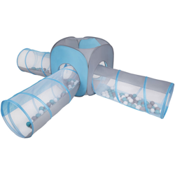 Selonis Area Di Gioco 3In1 Tenda E Tunnel Con 100 Palline Colorate 6 Cm Per Bambini, Grigio-Blu:Grigio/Bianco/Turchese en oferta