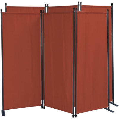 2 Pezzi Paravento da Giardino 170 x 165 cm 3 parti pieghevole Divisorio in Tessuto Protezione della Privacy Rosso-Arancio