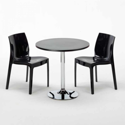 Tavolino Rotondo Nero 70x70 cm con 2 Sedie Colorate Ice Cosmopolitan | Nero precio