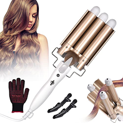 Piastra Capelli Onde con Guanto Antiscottatura, Ferro Arricciacapelli 3 Tubi Diametro 25 mm, 2 Controllo Della Modalità di Temperatura, Ferro arriccia precio