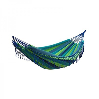 Amaca relax – Amaca a frange, 2 posti, blu – Amaca doppia 350 x 160 cm
