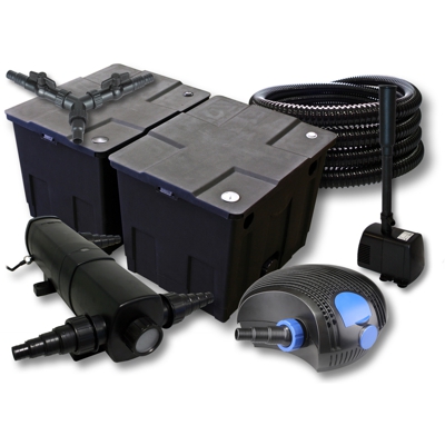 Set SunSun filtro per stagni a 60000l 18W Depuratore 100W ECO Pompa 25m Tubo Fontana