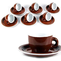 Servizio Set 6 Tazzine da Caffe Tazzina in Ceramica con Piattino Marrone 85ml precio