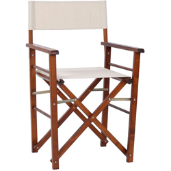 Sedia regista pieghevole in legno tessuto ecru finitura noce precio