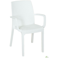 Sedia poltrona indiana in simil rattan per esterno e interno BIANCO 1 pezzo en oferta