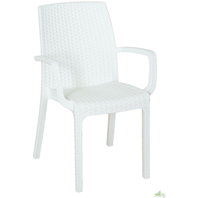 Sedia poltrona indiana in simil rattan per esterno e interno BIANCO 1 pezzo