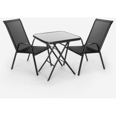 Set giardino esterno 2 sedie moderno 1 tavolo quadrato pieghevole Tuica