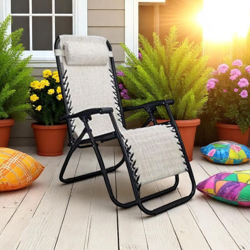 Sdraio poltrona relax da esterno LOUIS reclinabile in tessuto textilene BEIGE en oferta