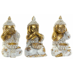 Statua Decorativa DKD Home Decor Resina Buda (3 pcs) (16 x 9 x 10 cm) en oferta