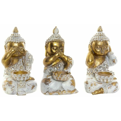 Statua Decorativa DKD Home Decor Resina Buda (3 pcs) (16 x 9 x 10 cm)