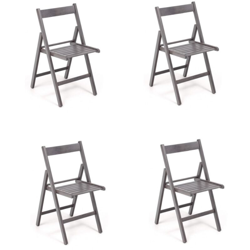 Sedia pieghevole salvaspazio in legno lusso colorata GRIGIO SET DA 4 en oferta