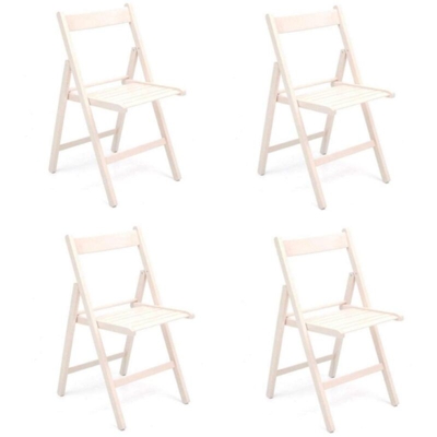 Sedia pieghevole salvaspazio in legno lusso colorata BIANCO SET DA 4
