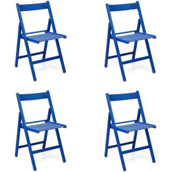 Sedia pieghevole salvaspazio in legno lusso colorata BLU SET DA 4 precio