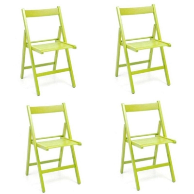 Sedia pieghevole salvaspazio in legno lusso colorata VERDE SET DA 4