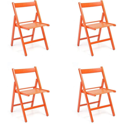 Sedia pieghevole salvaspazio in legno lusso colorata ARANCIO SET DA 4 precio