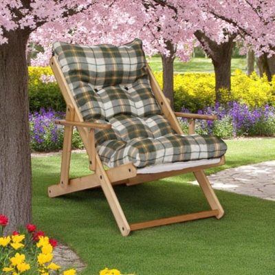 Poltrona RELAX da giardino in legno reclinabile in 3 posizione VERDE