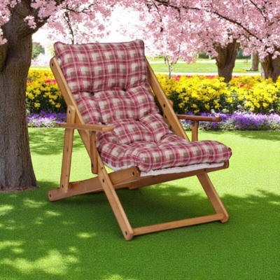Poltrona RELAX da giardino in legno reclinabile in 3 posizione ROSSO SCOZZESE